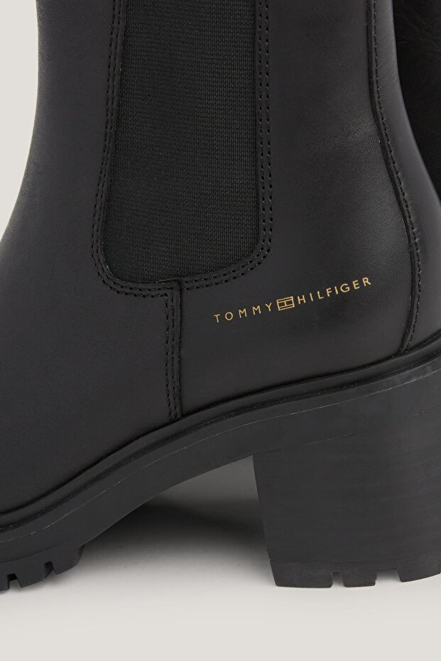 Damskie buty na obcasie z elastycznymi panelami bocznymi i gumową podeszwą z logo Tommy Hilfiger, elegancki wygląd. - 5