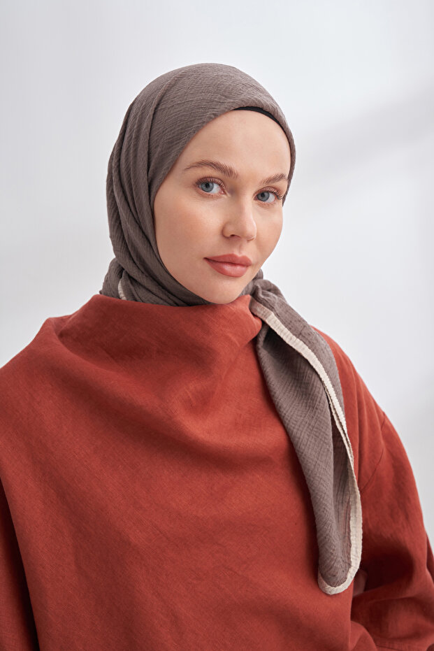 MÜSLİN BİYELİ EŞARP - DUMAN - 4