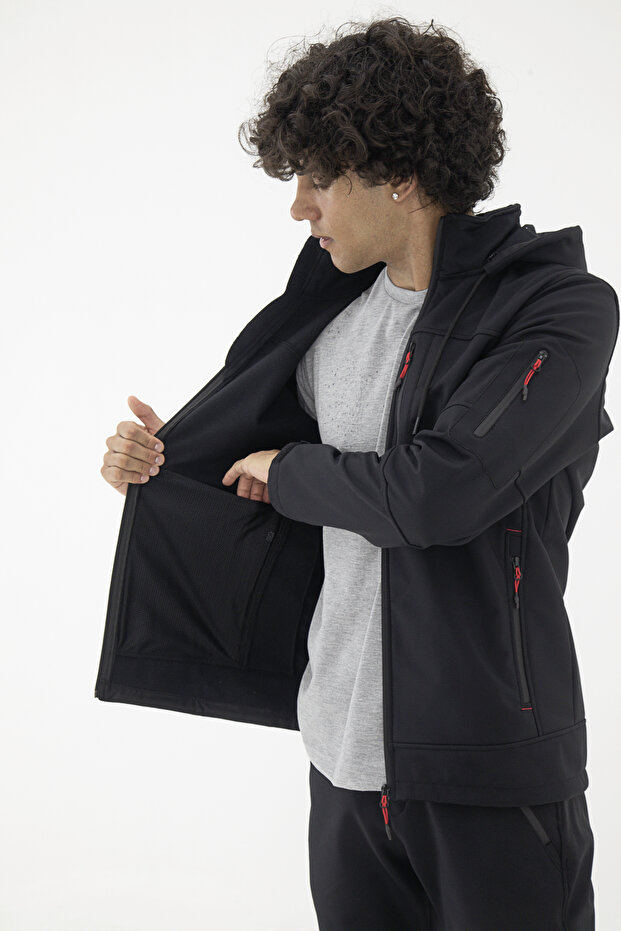 Erkek Çıkarılabilir Kapüşonlu Softshell Mont - 6