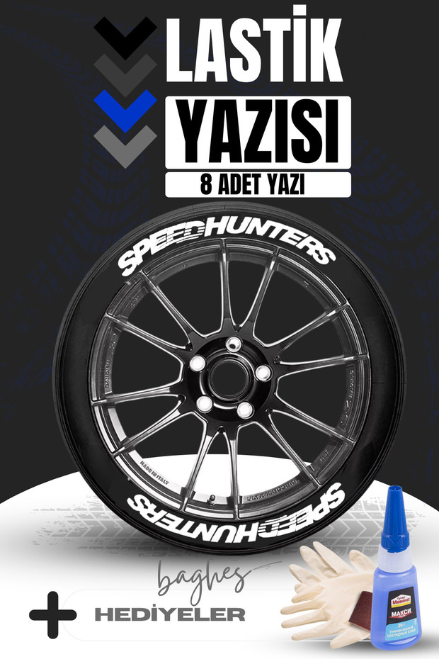 8 Pieces Speedhunters Motorcycle and Car Vehicle 3D Auto Tire Lettering Sticker Emblem Set – 8 Pieces