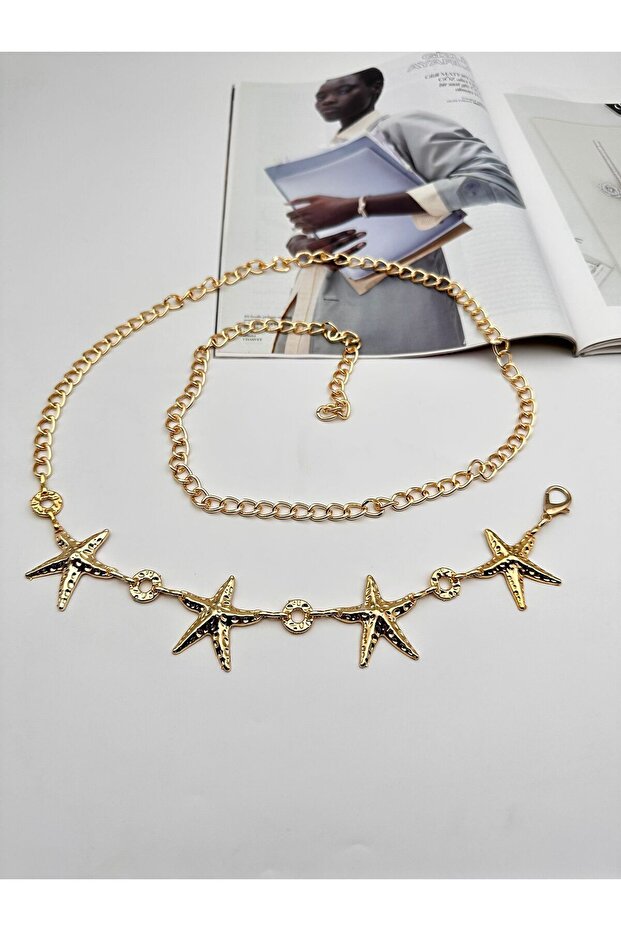 Gold/Star Accessory Chain Belt, Women's Belt, Coat Belt, Pantalon Belt,
