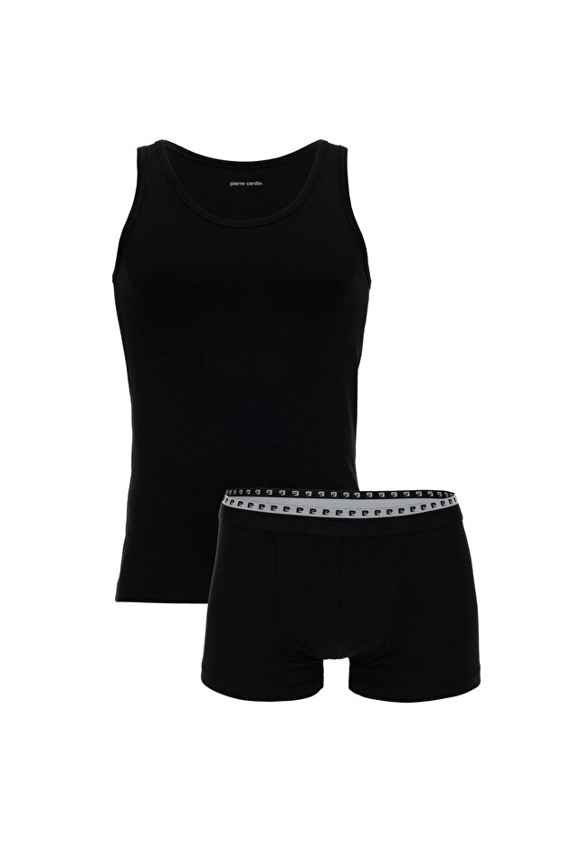 Men's Black Singlet and Boxer Set of 2, Modal & Cotton & Lycra