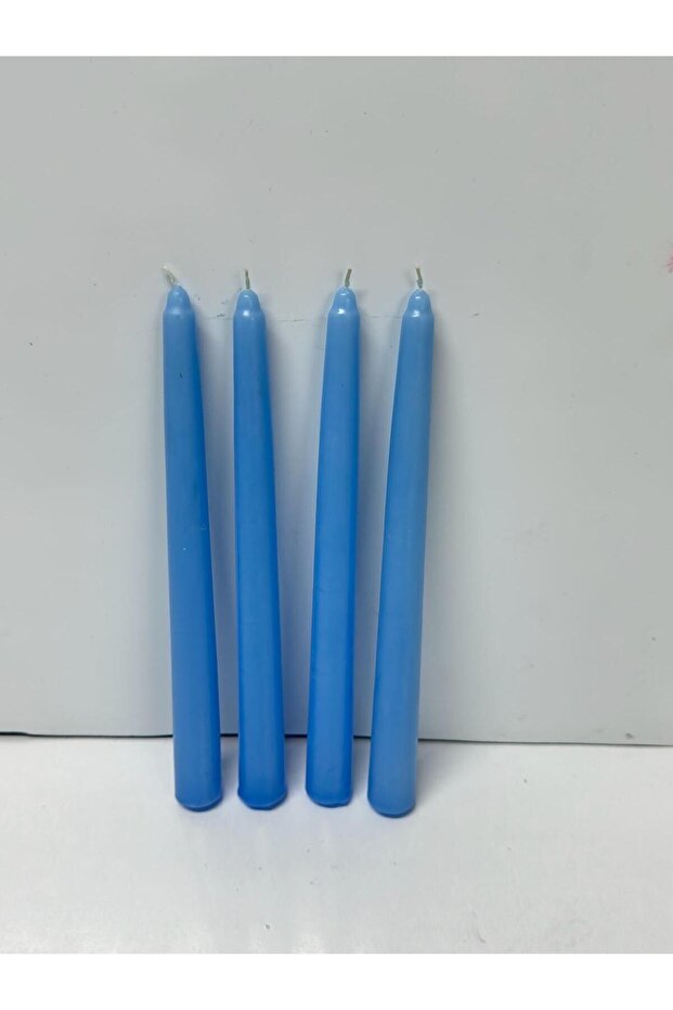 Şamdan Mum Seti 10'lu Mavi Dekoratif Mum - 3