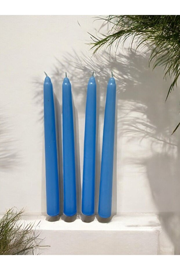 Şamdan Mum Seti 10'lu Mavi Dekoratif Mum - 5
