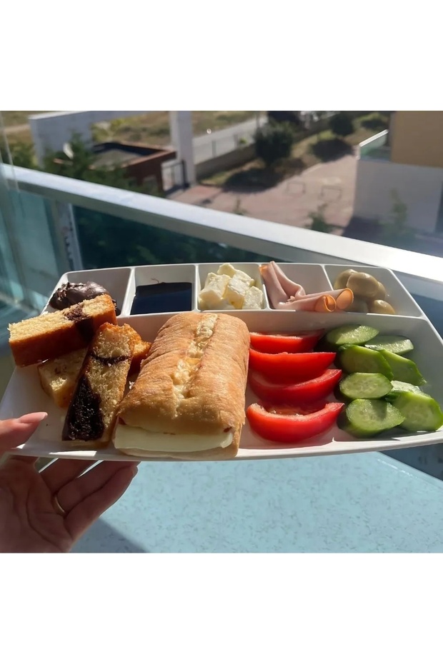 6 Bölmeli Polikarbon Kahvaltı Tabağı , 30x20 Cm, Sunum Tabağı - 7