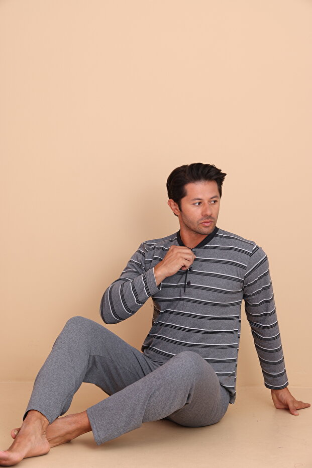 Brink Regular Gri Erkek Uzun Kol Pijama Takımı - 3