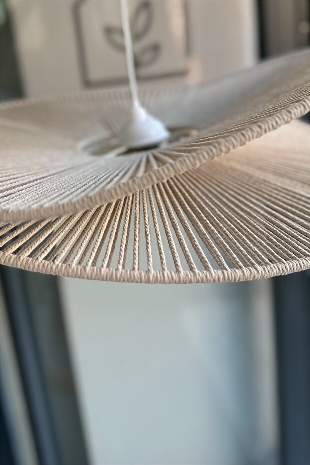 Hasır Sarkıt Avize 2 Şeritli avize / Bohem avize / Salon Modern Avize / Hasır Rattan Bambu Avize - 3