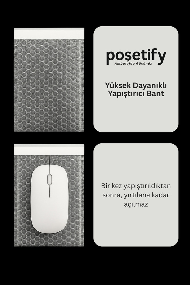 Balonlu Şeffaf Kargo Poşeti 15X20+5 cm | 80 gr Bantlı Patpatlı Kargo Poşeti | 5’li E-Ticaret Poşeti - 2