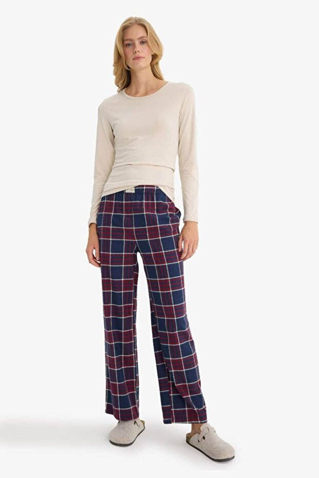 Regular Fit Uzun Boy Kareli Pijama Altı-Fall in Love E7617AX25AU - 2