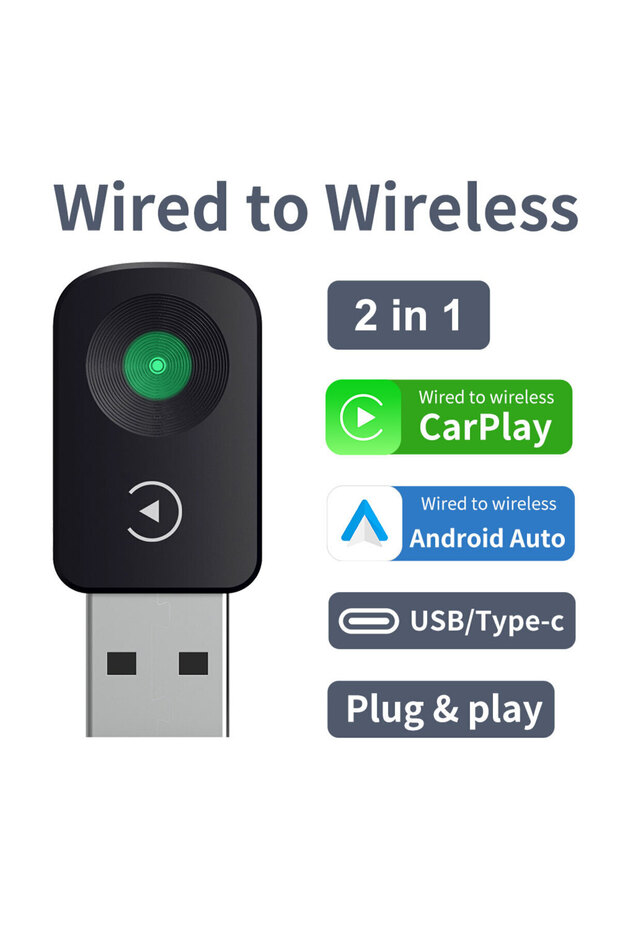2 In 1 Android Auto & Carplay Özel Üretim Rgb Güncel 2024 Versiyon Car Play Kablosuz Adaptör Uyumlu - 3