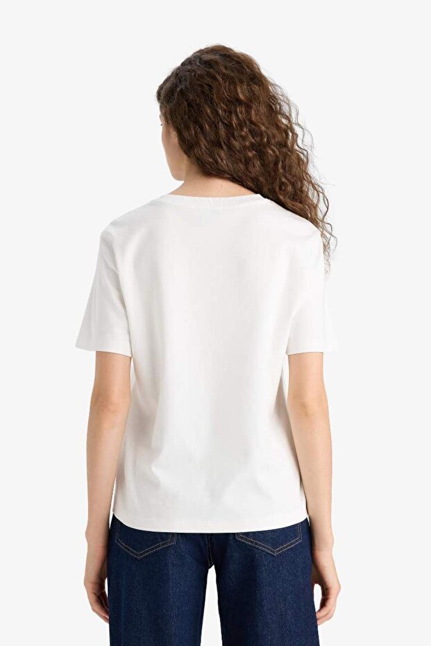 Regular Fit Bisiklet Yaka Basic Düz Kalın Kısa Kollu Beyaz Tişört D7579ax25sp - 6