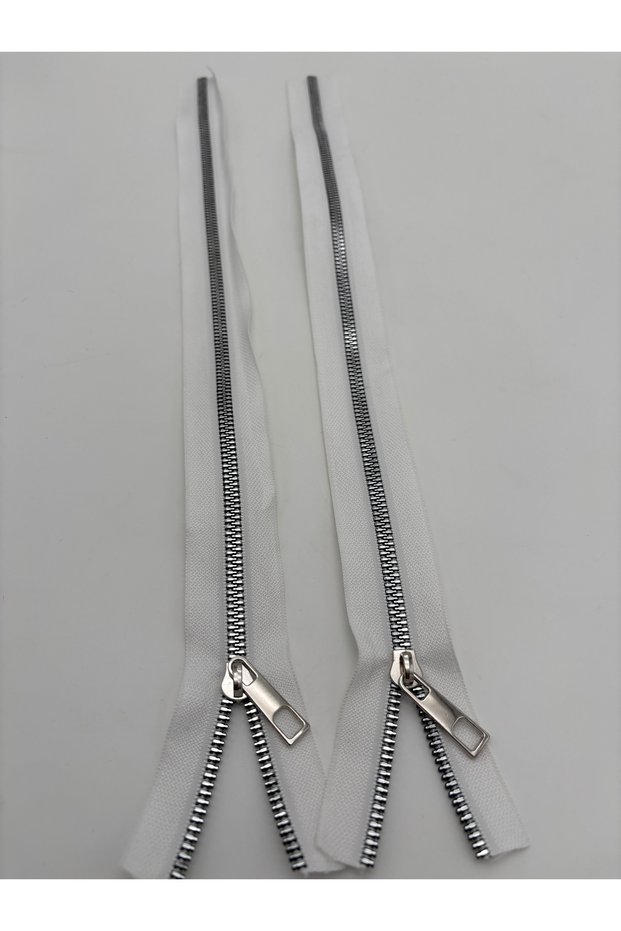 (45 cm) 2 Pcs Zipper/Bag Zipper/Bag Accessory/White-Silver Threaded