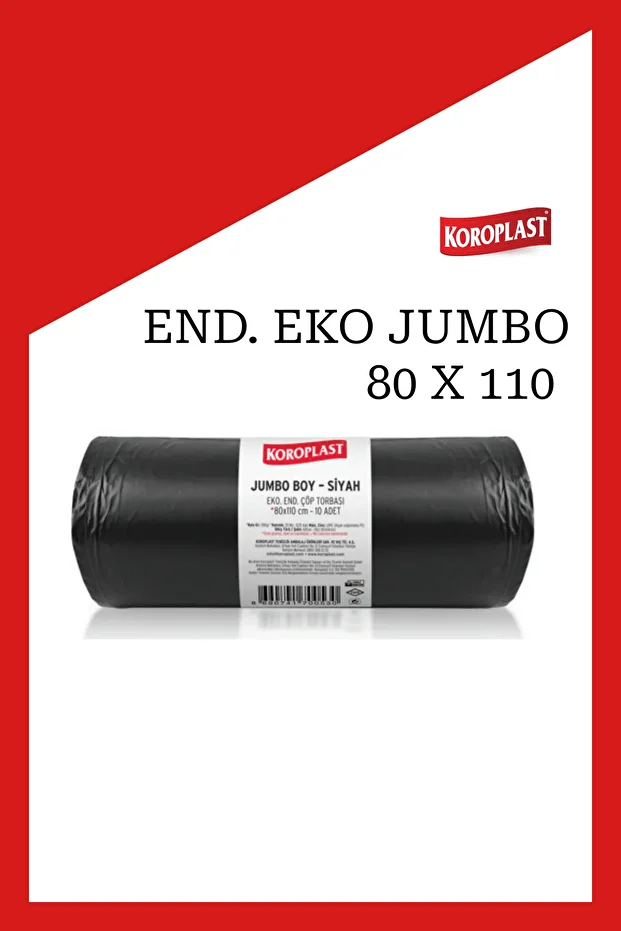 Eko Endüstriyel Çöp Torbası Jumbo Siyah 1 Rulo 10 Adet - 1