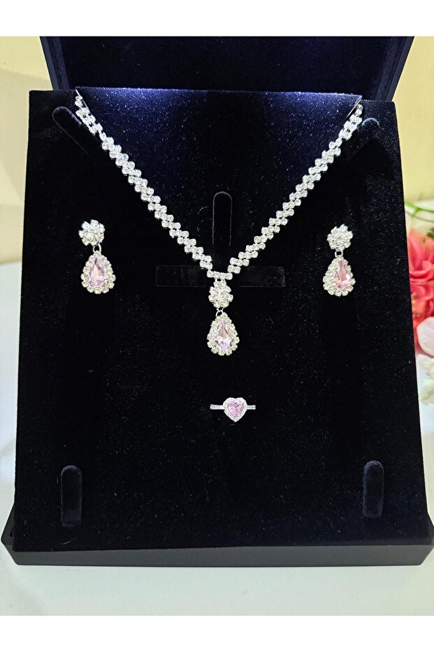 Gümüş Kaplama Su Yolu Kolye Küpe Ve Bileklik Seti 3'lü Set Davet Düğün Nişan Abiye - 3