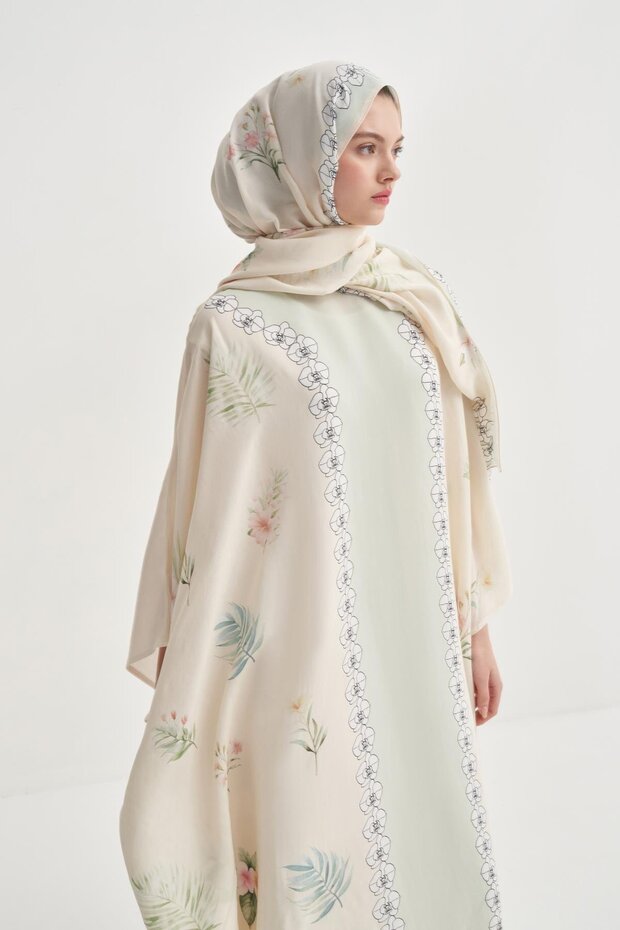 Rosmina Krem Monogram Floş Şal - 3