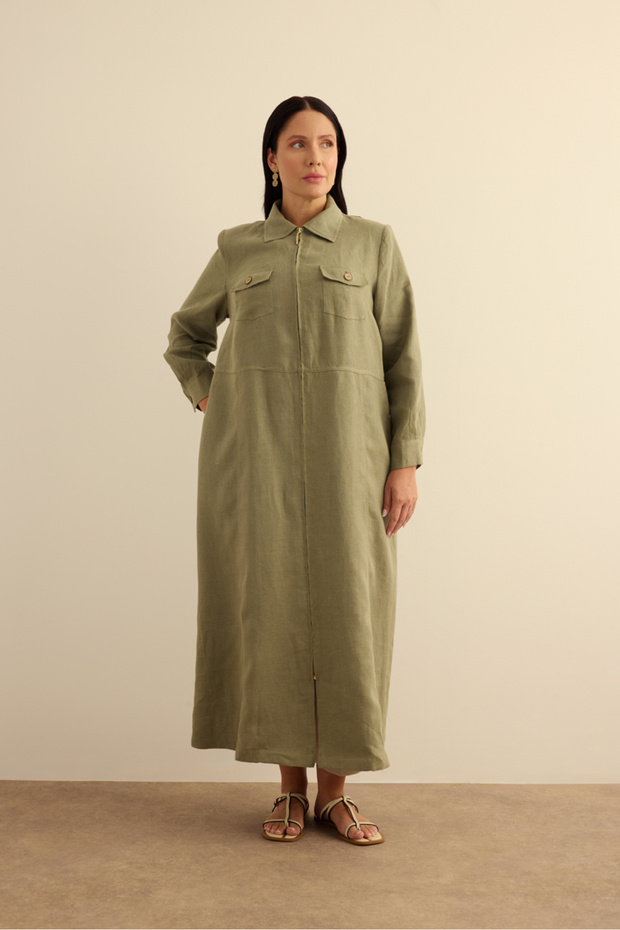 Fermuarlı Keten Ferace - 2