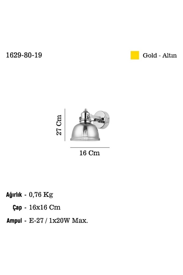 MAGO TEKLI ALTIN APLİK 1XE27 - 2