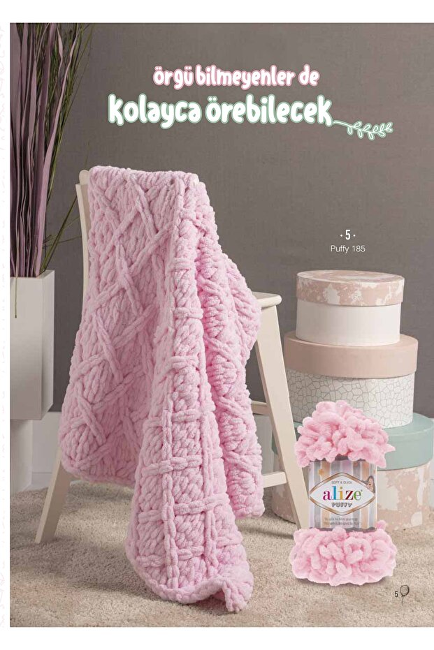 Puffy 3’lü Paket El Örgü İpi - Şişsiz – 100g x 3 Adet – Renk No: 416 - Gri - 4