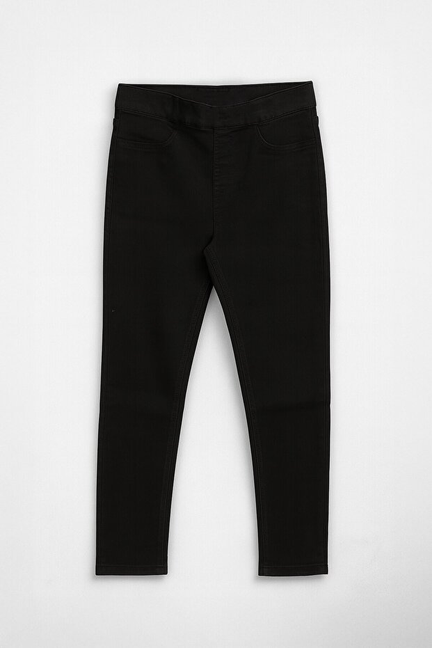Women's Elastic Waist Black Leggings Jean Pants High Waist Skinny Narrow Leg