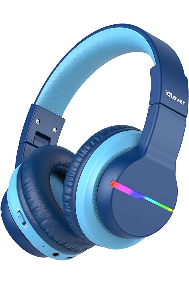 Bluetooth Kids Headphones, BTH12 Colorful LED Lights Kids Wireless Headphones Over Ear with