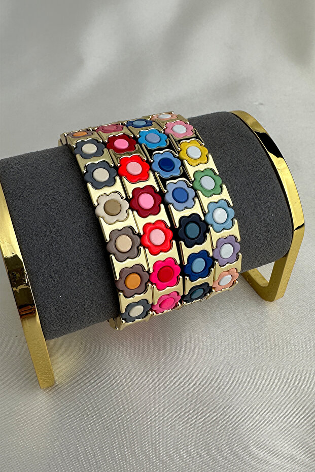 Flower Pattern Row Special Series Rubber Bracelet - 5