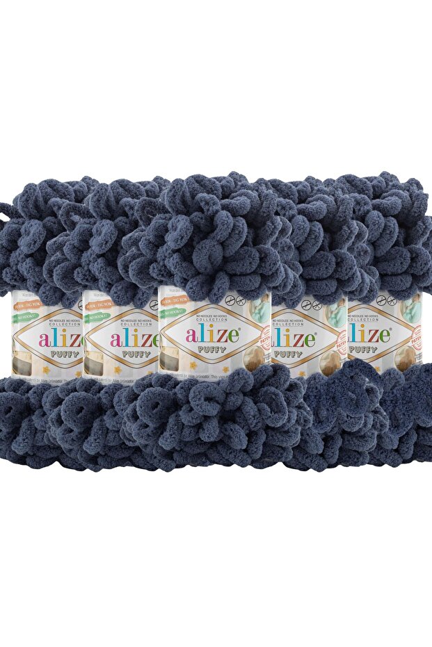 Puffy 5 Pack Hand Knitting Yarn - No Needles - 100g X 5 Pieces - Color No: 900 - Navy Blue