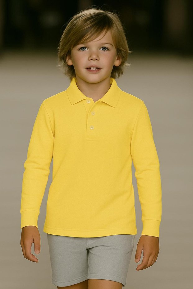 Unisex Children's Solid Color Polo Neck Long Sleeve School T-Shirt