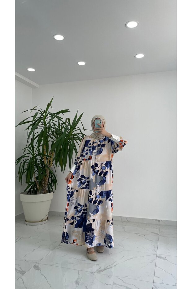 فستان منقوش بأزرار - 2