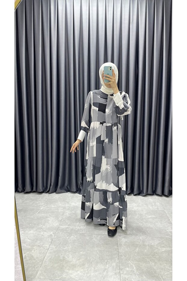 فستان منقوش بأزرار - 2