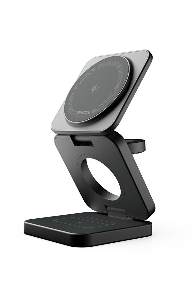 Xenon Smart Kablosuz Şarj Standı | 3 in 1, Qi2, MagSafe, iPhone, AirPods Uyumlu, Hızlı Şarj İstasyonu (X6402)
