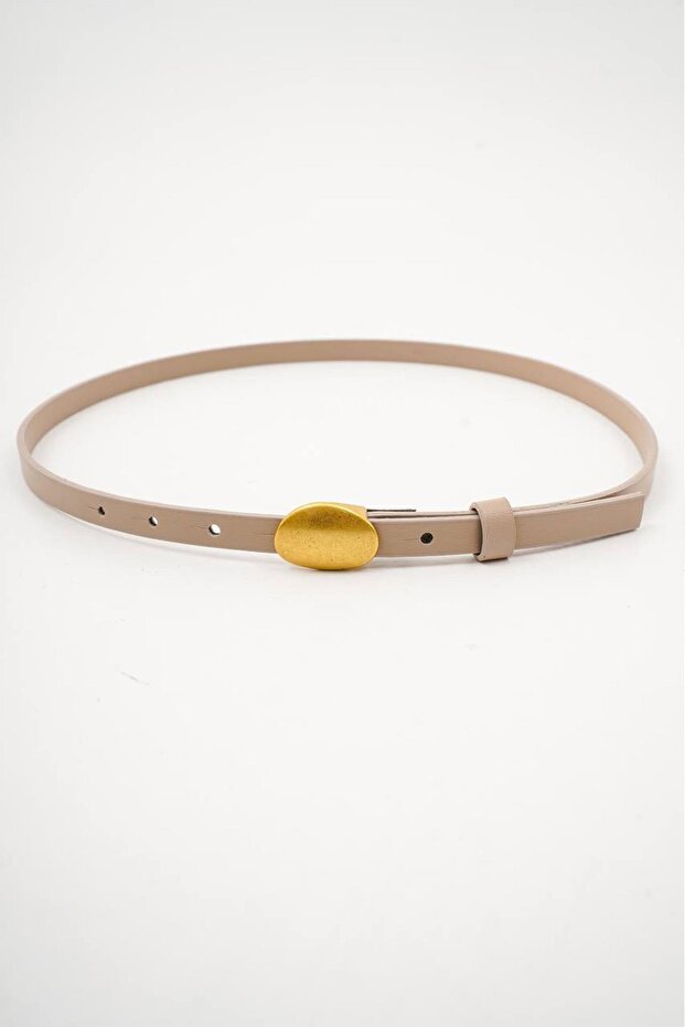 Women's Beige 1.5 cm Pin Antique Belt