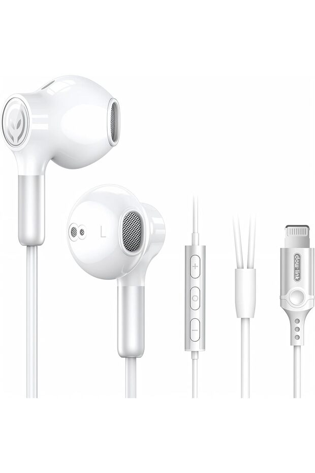 Daw Link Lightning Earphones | Wired Stereo Sound Headphones with Noise Cancelling, Built-in Microph