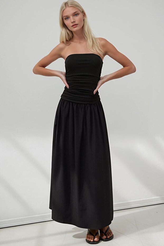 Straplez Maxi Elbise - 4