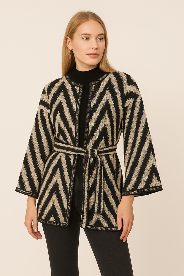 Adeyo Store Zigzag Pattern Knitwear Cardigan - 2