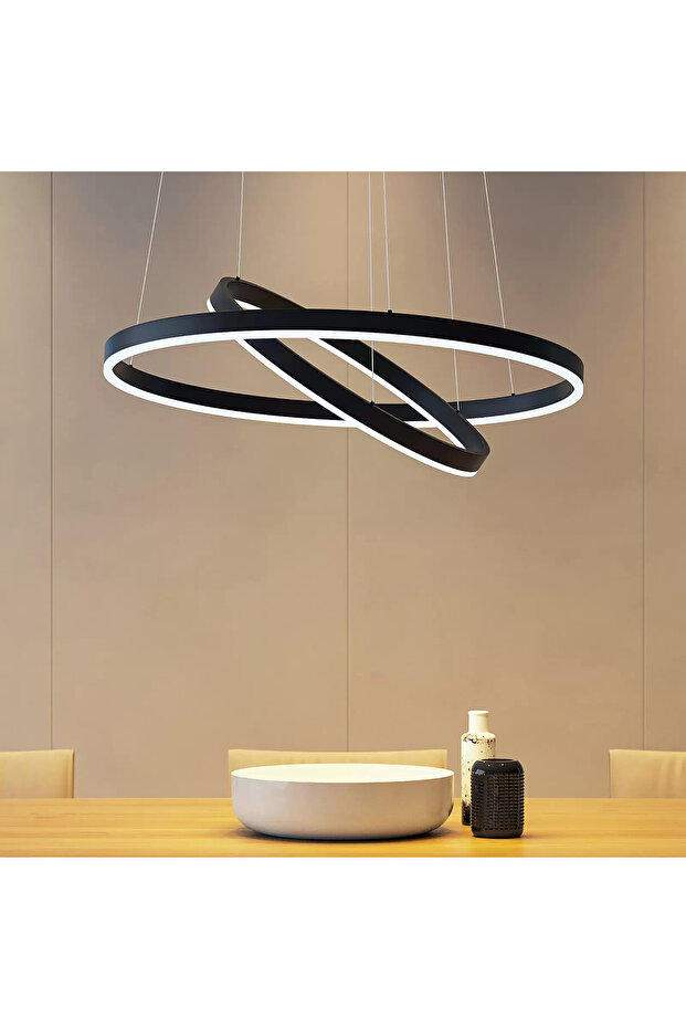 Brown LED chandelier 2 circles, 2.4G WiFi remote control 3 lights dimmable - 5