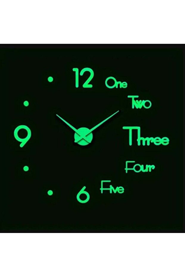 Frameless Modern Large Wall Clock 3D Mirror Sticker Green 120x120cm