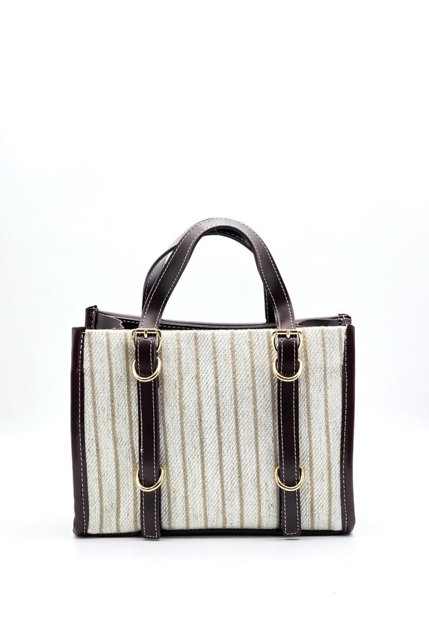 Women's Two Handle Linen Cross Hand and Shoulder Bag
