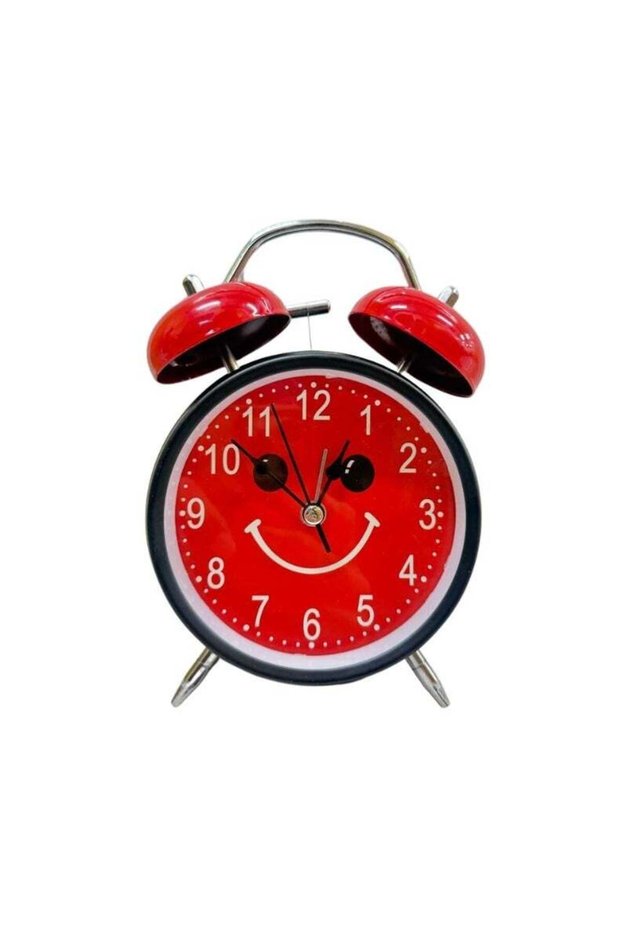 Analog Table Clock with Silent Non-Ticking Alarm | Battery Operated Twin Bell Clock | Retro Metal D