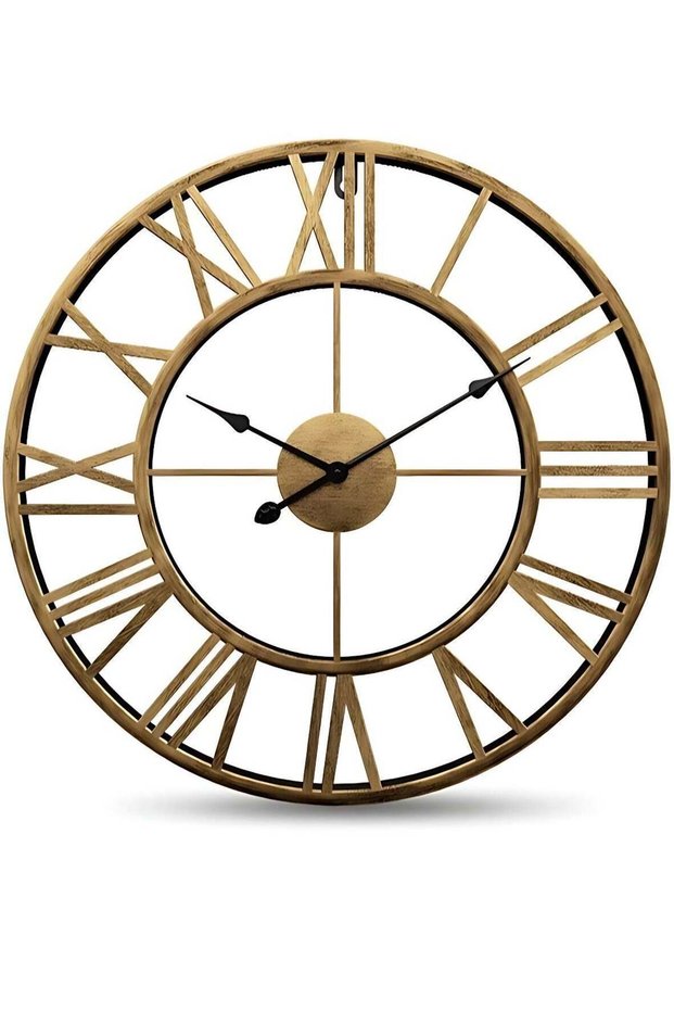 50CM Stunning Silent Skeleton Indoor/Garden Large Wall Clock Roman Numeral Open Face Metal Clock Ro
