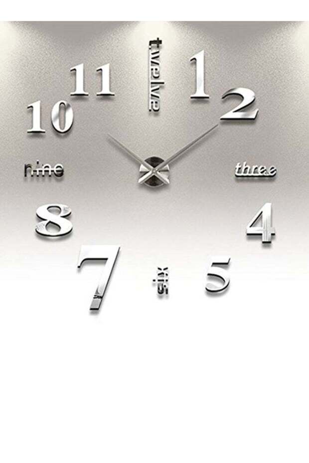 3D Frameless DIY Wall Clock Silver
