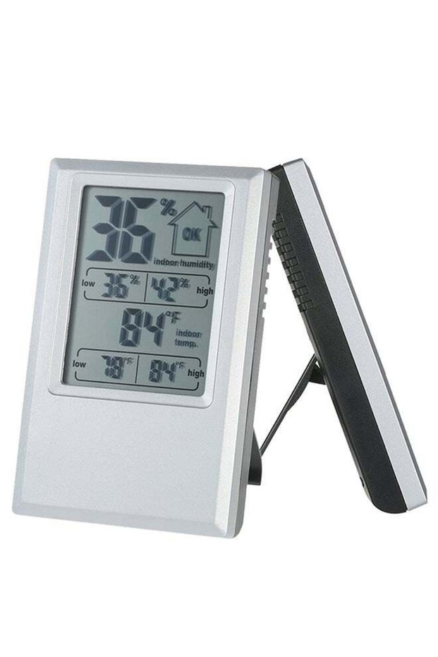 Digital Indoor Temperature Humidity Meter Alarm Clock Silver