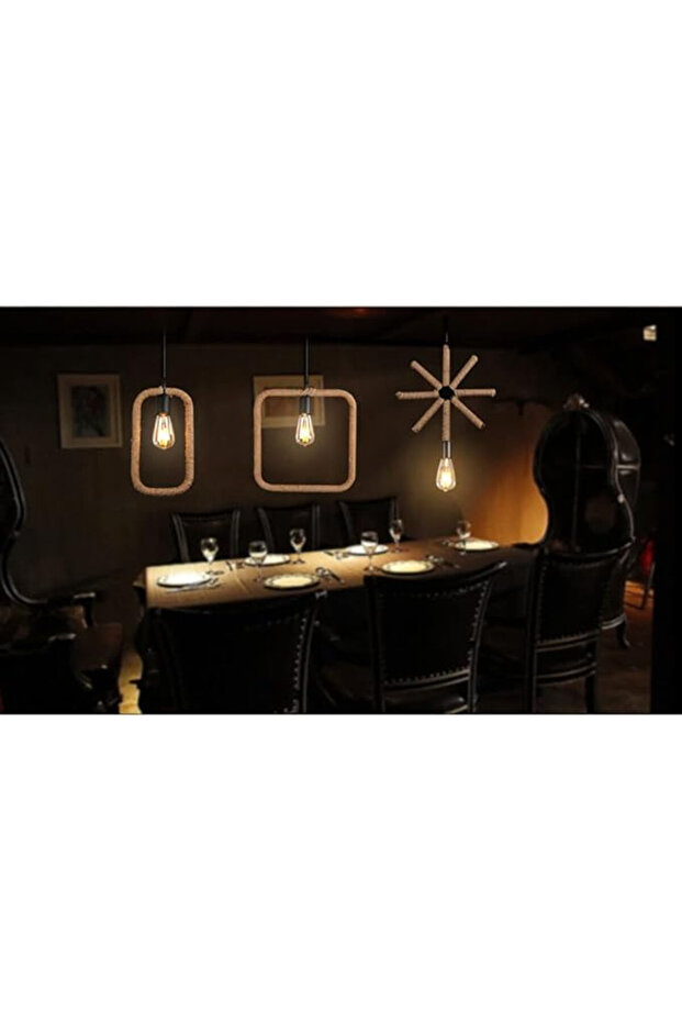 Rustic chandelier with rope maximum 60w/bulb - 3
