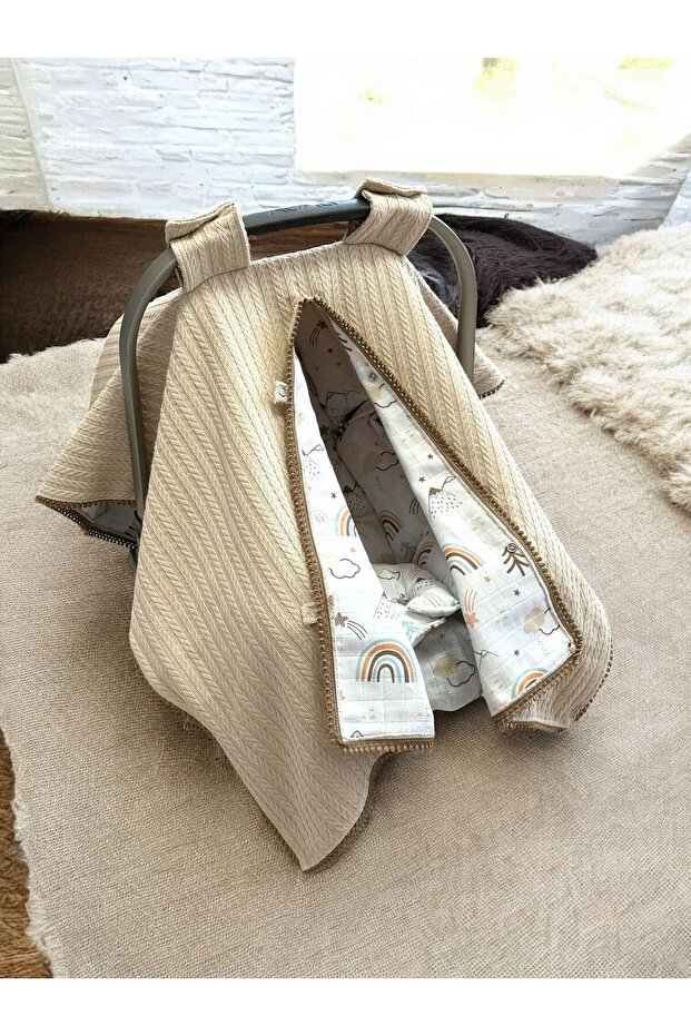 100% Cotton Multi-Purpose Double Layer Knitted Pique/Muslin Stroller Cover, Cushion and Sheet