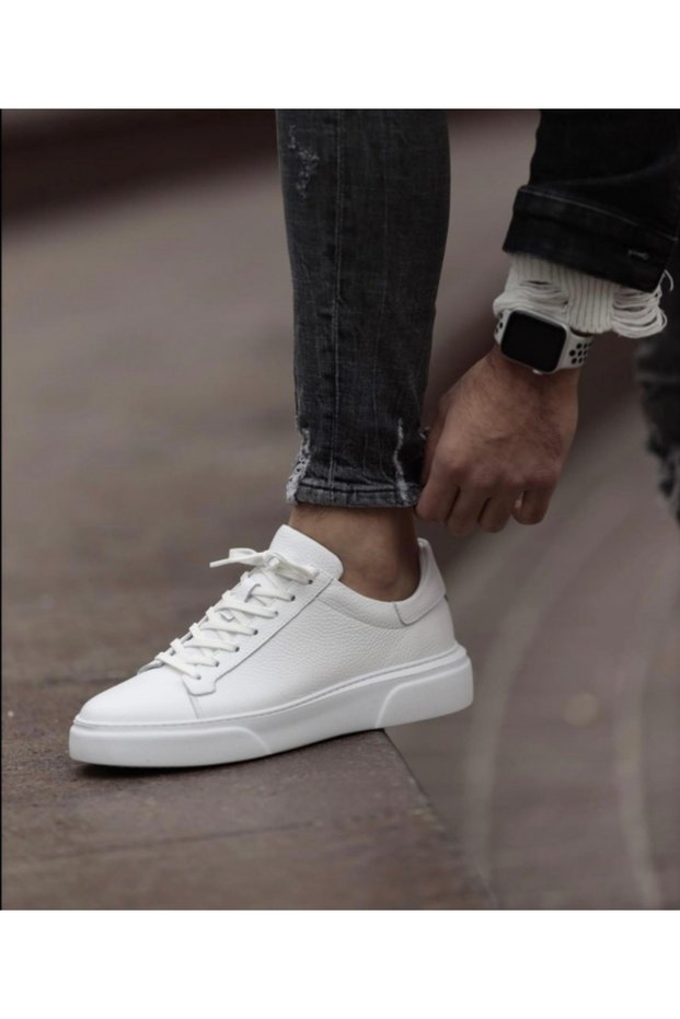 Taşpınar 100% Genuine Leather Orthopedic Lightweight Men's Comfortable Daily Anti-Sweat Large Size Sneaker 37-48