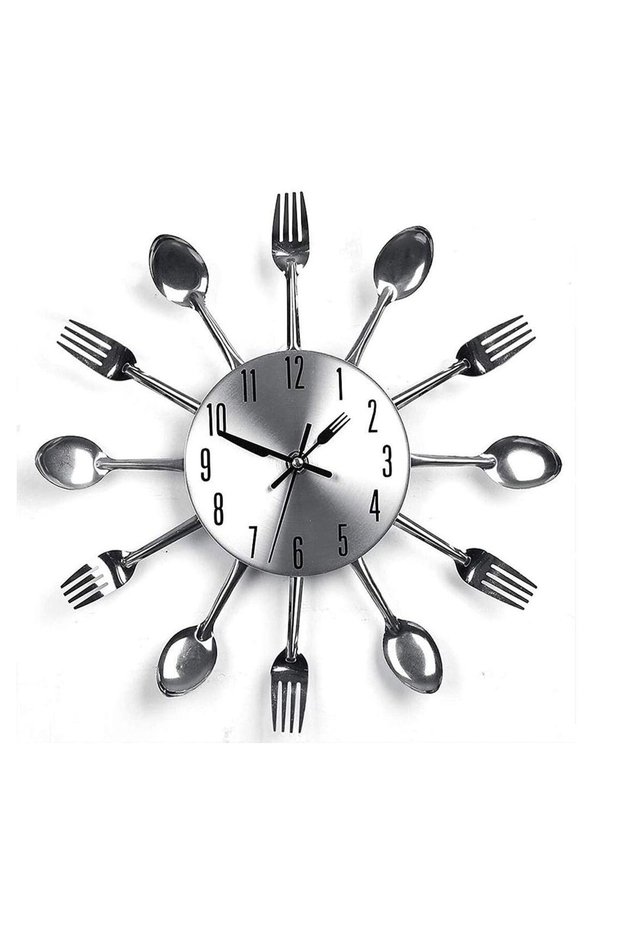 Kitchen Wall Clock 3D Removable Modern Creative Cutlery Kitchen Spoon Fork Wall Clock Mirror Wall D
