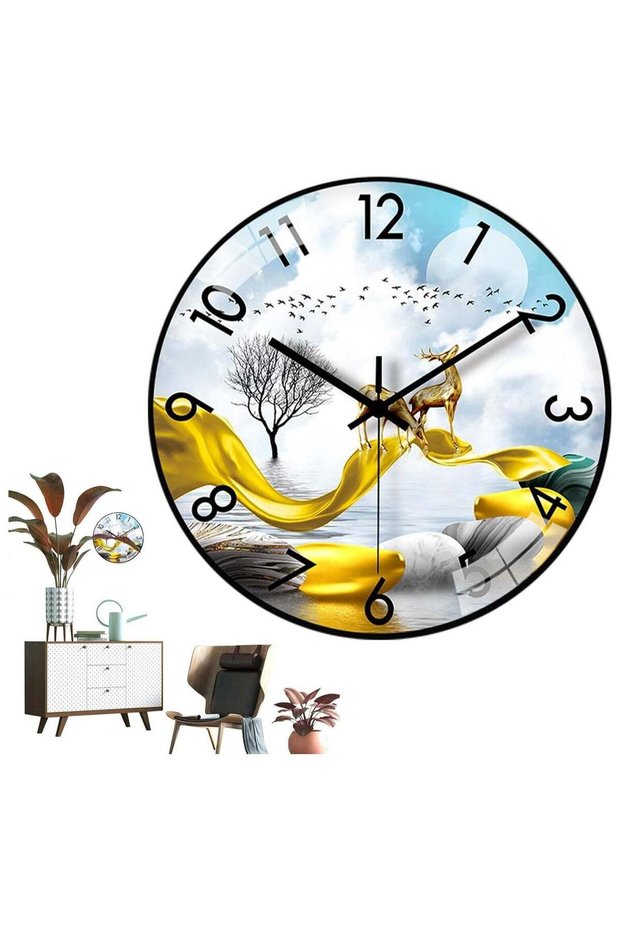 12-Inch Silent Wall Clock, Non-Ticking, 3D Curved Glass, Modern Decorative Clock for Home, Office &