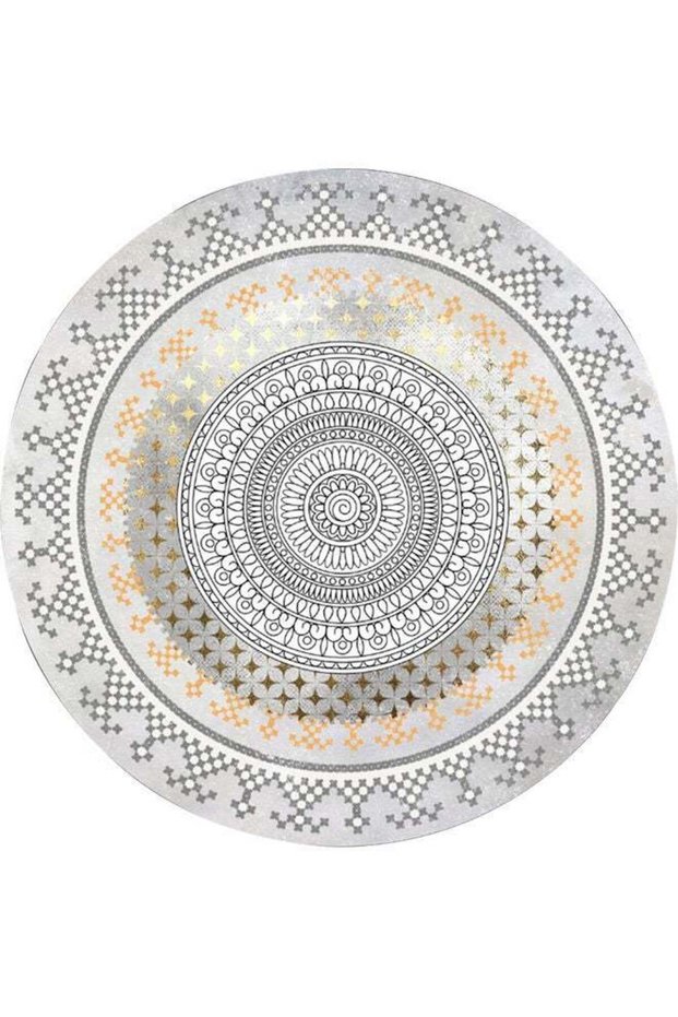 Decorative Antiskid Round Mat Fabric Grey 120x120cm