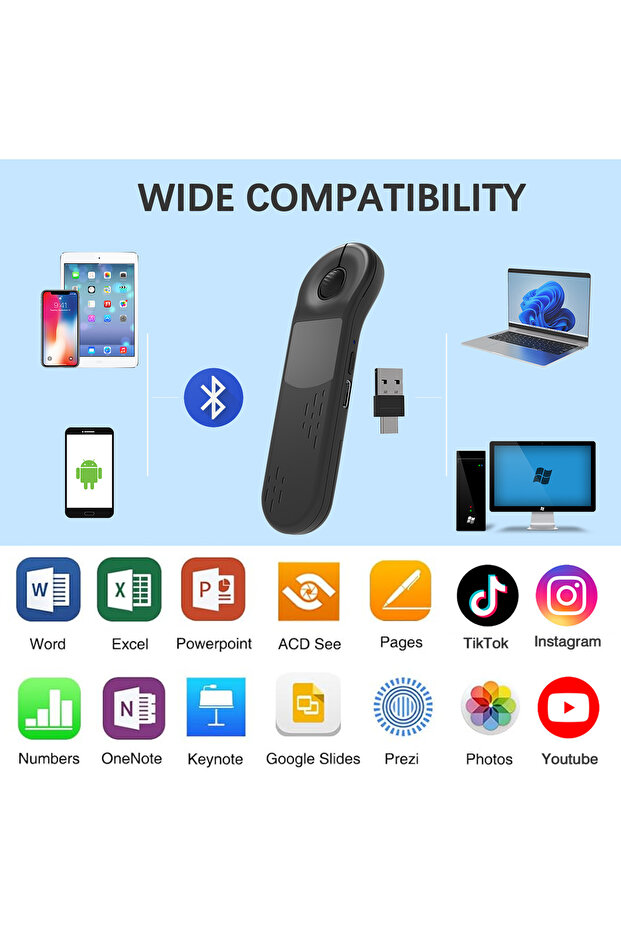 Multifunctional wireless mouse, PPT presentations, TikTok scroll, for PC, Mac, Android, iOS, Black - 5