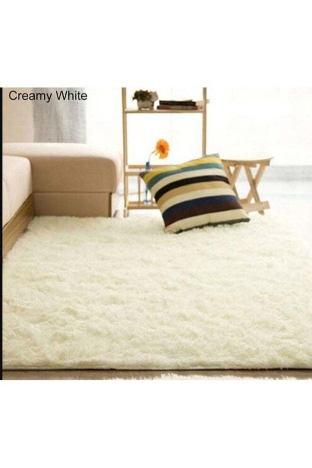 Anti-Skid Soft Area Rug Polyester Cream White 80x120cm