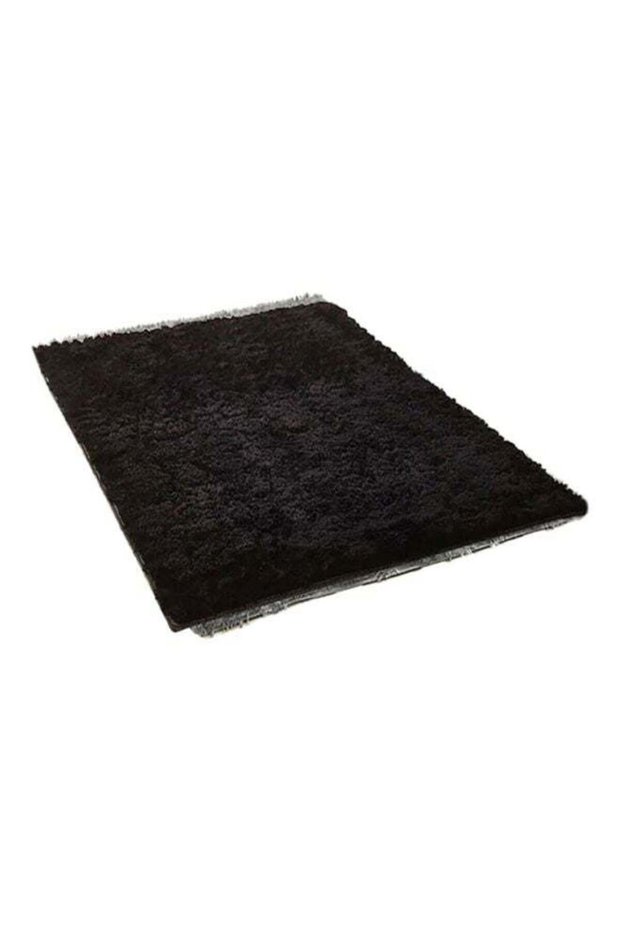 Interior Remodeling Luxurious Modern Rectangular Anti Skid Fluffy Soft Bedroom Carpet Black 160x120